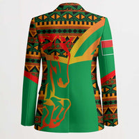 Burkina Faso Blazer with Green Tribal Pattern Design and National Flag Motif - Wonder Print Shop