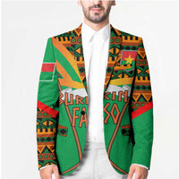 Burkina Faso Blazer with Green Tribal Pattern Design and National Flag Motif - Wonder Print Shop