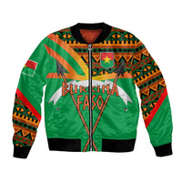 Burkina Faso Bomber Jacket with Green Tribal Pattern Design and National Flag Motif - Wonder Print Shop