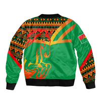 Burkina Faso Bomber Jacket with Green Tribal Pattern Design and National Flag Motif - Wonder Print Shop