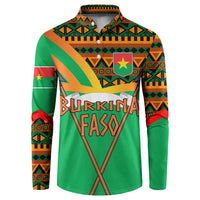 Burkina Faso Button Sweatshirt with Green Tribal Pattern Design and National Flag Motif - Wonder Print Shop