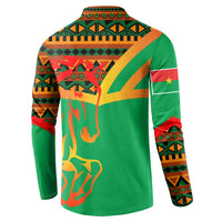 Burkina Faso Button Sweatshirt with Green Tribal Pattern Design and National Flag Motif - Wonder Print Shop