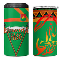 Burkina Faso 4 in 1 Can Cooler Tumbler with Green Tribal Pattern Design and National Flag Motif - Wonder Print Shop