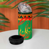 Burkina Faso 4 in 1 Can Cooler Tumbler with Green Tribal Pattern Design and National Flag Motif - Wonder Print Shop