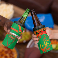 Burkina Faso 4 in 1 Can Cooler Tumbler with Green Tribal Pattern Design and National Flag Motif - Wonder Print Shop