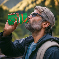 Burkina Faso 4 in 1 Can Cooler Tumbler with Green Tribal Pattern Design and National Flag Motif - Wonder Print Shop