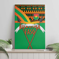 Burkina Faso Canvas Wall Art with Green Tribal Pattern Design and National Flag Motif - Wonder Print Shop