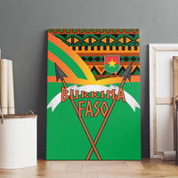 Burkina Faso Canvas Wall Art with Green Tribal Pattern Design and National Flag Motif - Wonder Print Shop