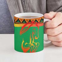 Burkina Faso Ceramic Mug with Green Tribal Pattern Design and National Flag Motif - Wonder Print Shop