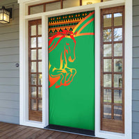 Burkina Faso Door Cover with Green Tribal Pattern Design and National Flag Motif - Wonder Print Shop