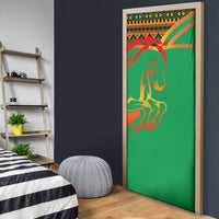 Burkina Faso Door Cover with Green Tribal Pattern Design and National Flag Motif - Wonder Print Shop