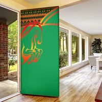 Burkina Faso Door Cover with Green Tribal Pattern Design and National Flag Motif - Wonder Print Shop