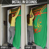 Burkina Faso Door Cover with Green Tribal Pattern Design and National Flag Motif - Wonder Print Shop
