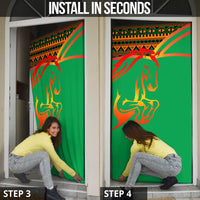 Burkina Faso Door Cover with Green Tribal Pattern Design and National Flag Motif - Wonder Print Shop