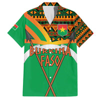 Burkina Faso Family Matching Off The Shoulder Long Sleeve Dress and Hawaiian Shirt with Green Tribal Pattern Design and National Flag Motif - Wonder Print Shop