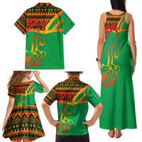 Burkina Faso Family Matching Tank Maxi Dress and Hawaiian Shirt with Green Tribal Pattern Design and National Flag Motif - Wonder Print Shop