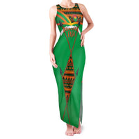 Burkina Faso Family Matching Tank Maxi Dress and Hawaiian Shirt with Green Tribal Pattern Design and National Flag Motif - Wonder Print Shop