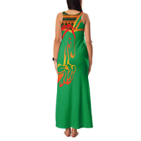 Burkina Faso Family Matching Tank Maxi Dress and Hawaiian Shirt with Green Tribal Pattern Design and National Flag Motif - Wonder Print Shop