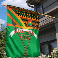 Burkina Faso Garden Flag with Green Tribal Pattern Design and National Flag Motif - Wonder Print Shop