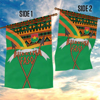 Burkina Faso Garden Flag with Green Tribal Pattern Design and National Flag Motif - Wonder Print Shop