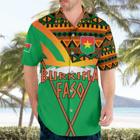 Burkina Faso Hawaiian Shirt with Green Tribal Pattern Design and National Flag Motif - Wonder Print Shop