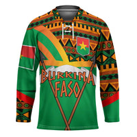 Burkina Faso Hockey Jersey with Green Tribal Pattern Design and National Flag Motif - Wonder Print Shop