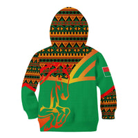 Burkina Faso Kid Hoodie with Green Tribal Pattern Design and National Flag Motif - Wonder Print Shop