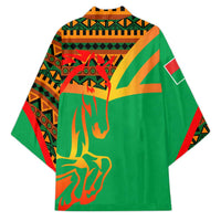 Burkina Faso Kimono with Green Tribal Pattern Design and National Flag Motif - Wonder Print Shop