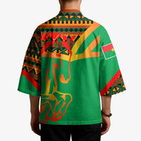 Burkina Faso Kimono with Green Tribal Pattern Design and National Flag Motif - Wonder Print Shop