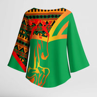 Burkina Faso Kimono Sleeve Blouse with Green Tribal Pattern Design and National Flag Motif - Wonder Print Shop