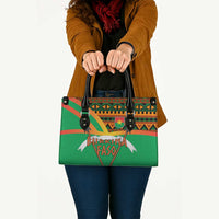Burkina Faso Leather Bag with Green Tribal Pattern Design and National Flag Motif - Wonder Print Shop