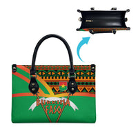 Burkina Faso Leather Bag with Green Tribal Pattern Design and National Flag Motif - Wonder Print Shop