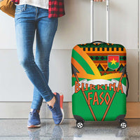 Burkina Faso Luggage Cover with Green Tribal Pattern Design and National Flag Motif - Wonder Print Shop