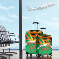 Burkina Faso Luggage Cover with Green Tribal Pattern Design and National Flag Motif - Wonder Print Shop