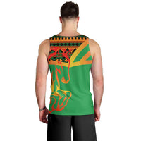 Burkina Faso Men Tank Top with Green Tribal Pattern Design and National Flag Motif - Wonder Print Shop