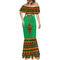 Burkina Faso Mermaid Dress with Green Tribal Pattern Design and National Flag Motif - Wonder Print Shop
