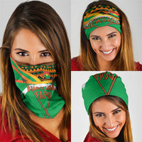 Burkina Faso Neck Gaiter with Green Tribal Pattern Design and National Flag Motif TS04