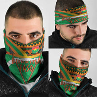 Burkina Faso Neck Gaiter with Green Tribal Pattern Design and National Flag Motif TS04