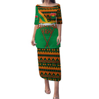 Burkina Faso Puletasi with Green Tribal Pattern Design and National Flag Motif - Wonder Print Shop