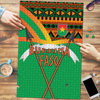 Burkina Faso Puzzle with Green Tribal Pattern Design and National Flag Motif - Wonder Print Shop