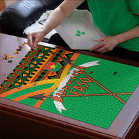 Burkina Faso Puzzle with Green Tribal Pattern Design and National Flag Motif - Wonder Print Shop