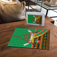 Burkina Faso Puzzle with Green Tribal Pattern Design and National Flag Motif - Wonder Print Shop