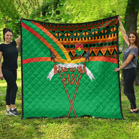 Burkina Faso Quilt with Green Tribal Pattern Design and National Flag Motif - Wonder Print Shop