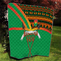 Burkina Faso Quilt with Green Tribal Pattern Design and National Flag Motif - Wonder Print Shop