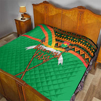 Burkina Faso Quilt with Green Tribal Pattern Design and National Flag Motif - Wonder Print Shop