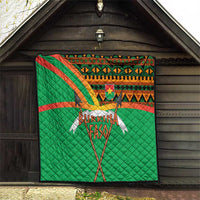 Burkina Faso Quilt with Green Tribal Pattern Design and National Flag Motif - Wonder Print Shop