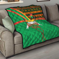 Burkina Faso Quilt with Green Tribal Pattern Design and National Flag Motif - Wonder Print Shop