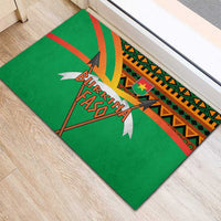Burkina Faso Rubber Doormat with Green Tribal Pattern Design and National Flag Motif - Wonder Print Shop