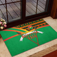 Burkina Faso Rubber Doormat with Green Tribal Pattern Design and National Flag Motif - Wonder Print Shop