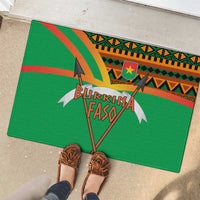 Burkina Faso Rubber Doormat with Green Tribal Pattern Design and National Flag Motif - Wonder Print Shop